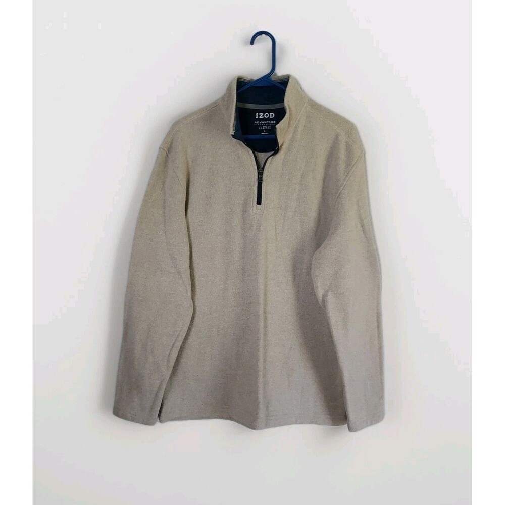 Izod Advantage Performance Mens Fleece Half Tan Zip Sweater Size Large